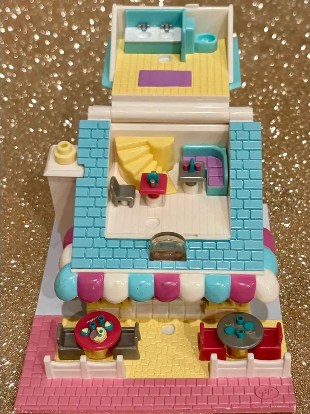 Vtg 1993 BlueBird Polly Pocket~ Polly’s Pizza Place Light Up Pollyville Playset